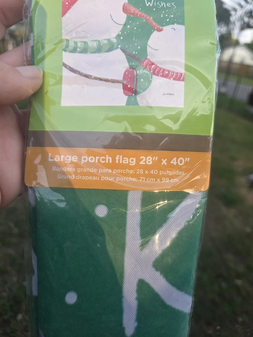 Rain or Shine Green Snowman Garden Flag - Holiday Flip-It Flag 28×40
